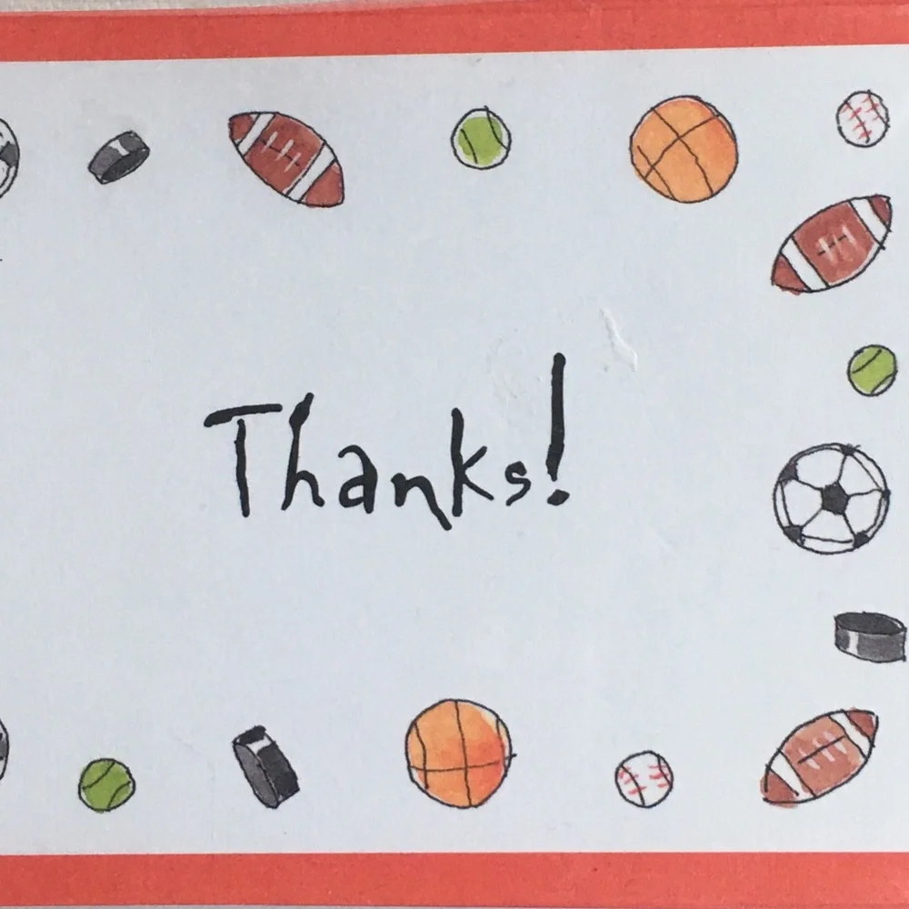 Sports Thank You Notes NEW Football Basketball Hockey Soccer Tennis Baseball